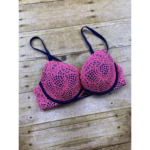 Victoria's Secret Other - Victoria's Secret Very Sexy Push Up 32B Navy Blue Pink